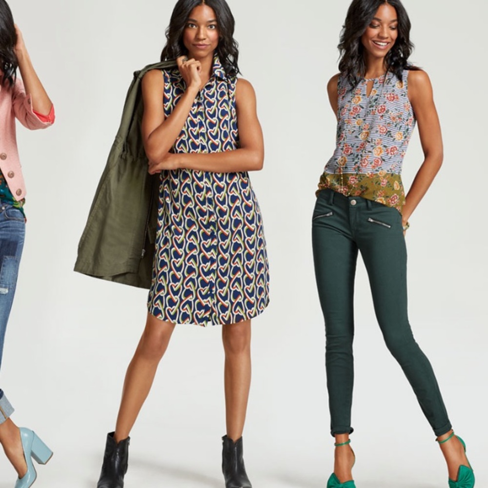 CAbi Amour Heart Print Shirt Button Down Sleeveless Dress - Picture 3 of 15